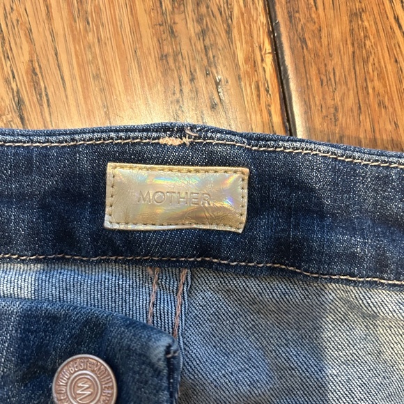 MOTHER The Looker Ankle Fray Girl Crush Jeans Mid Rise Dark Blue Sz 26 $278 - Picture 4 of 6
